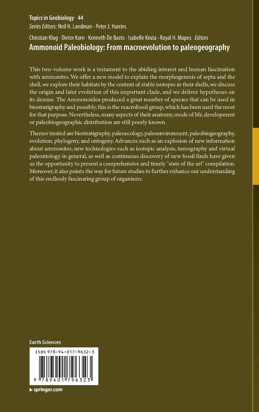 Rückseite: 9789401796323 | Ammonoid Paleobiology: From macroevolution to paleogeography | Buch