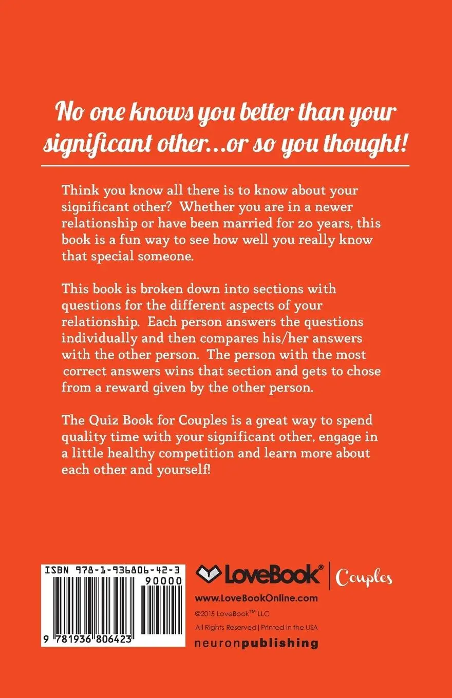 Rückseite: 9781936806423 | The Quiz Book for Couples | Lovebook | Taschenbuch | Englisch | 2012