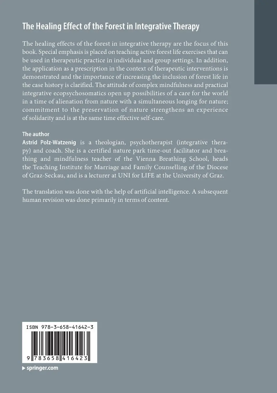 Rückseite: 9783658416423 | The Healing Effect of the Forest in Integrative Therapy | Taschenbuch