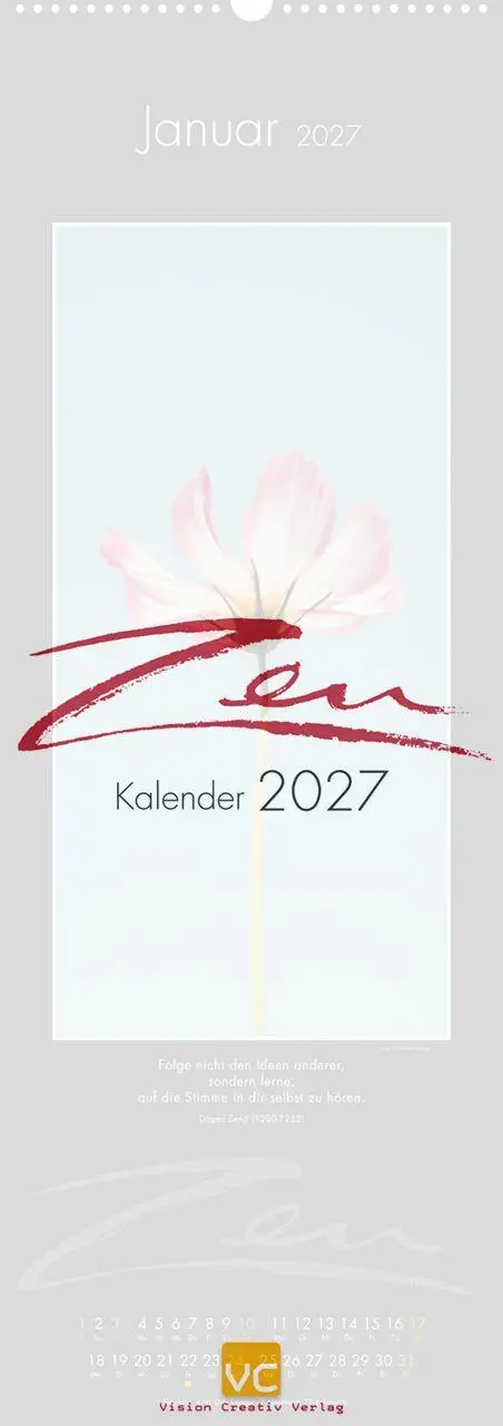 Cover: 9783948276423 | Zen-Kalender 2027 | Vis Orth | Kalender | Spiralbindung, SPIRALB