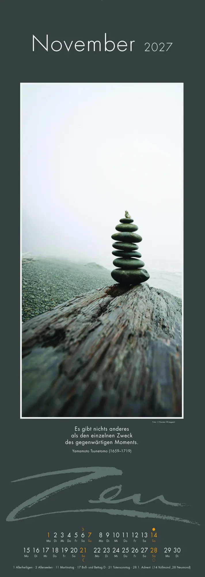 Bild: 9783948276423 | Zen-Kalender 2027 | Vis Orth | Kalender | Spiralbindung, SPIRALB