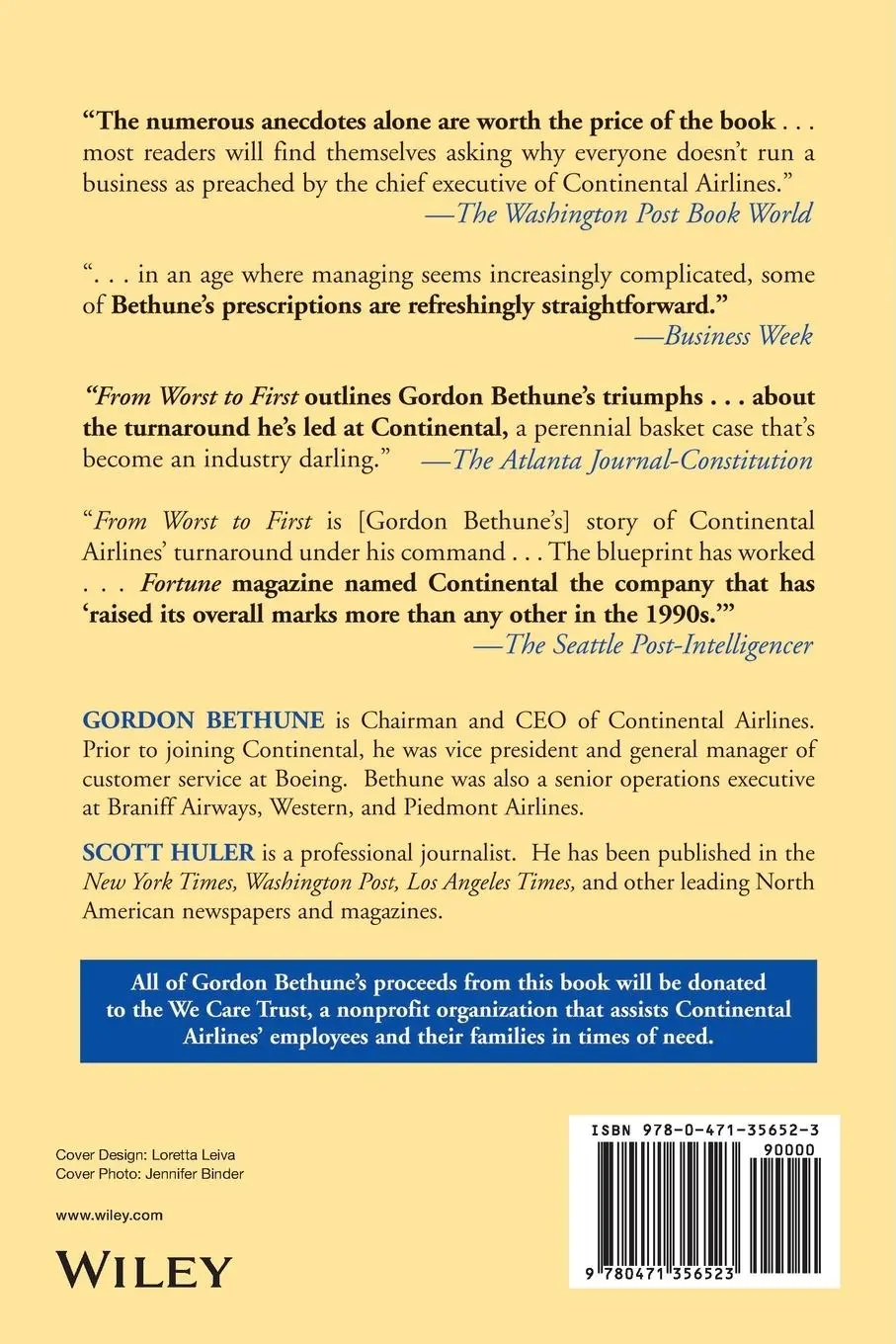 Rückseite: 9780471356523 | From Worst to First | Gordon Bethune | Taschenbuch | X | Englisch