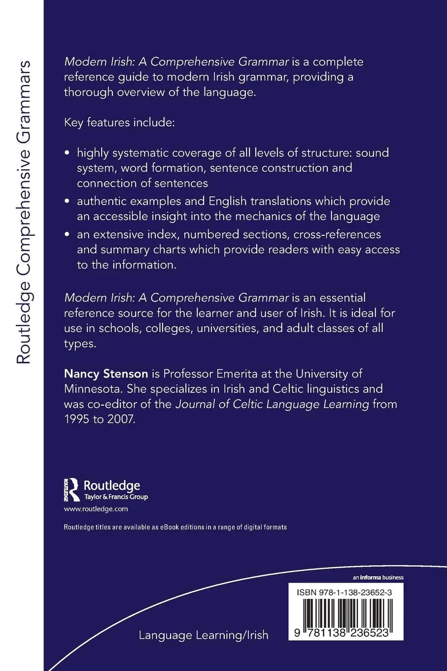 Rückseite: 9781138236523 | Modern Irish | A Comprehensive Grammar | Nancy Stenson | Taschenbuch