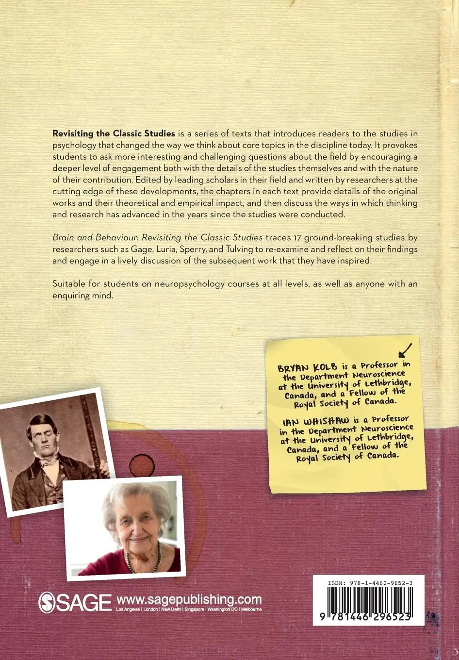 Rückseite: 9781446296523 | Brain and Behaviour | Revisiting the Classic Studies | Kolb (u. a.)