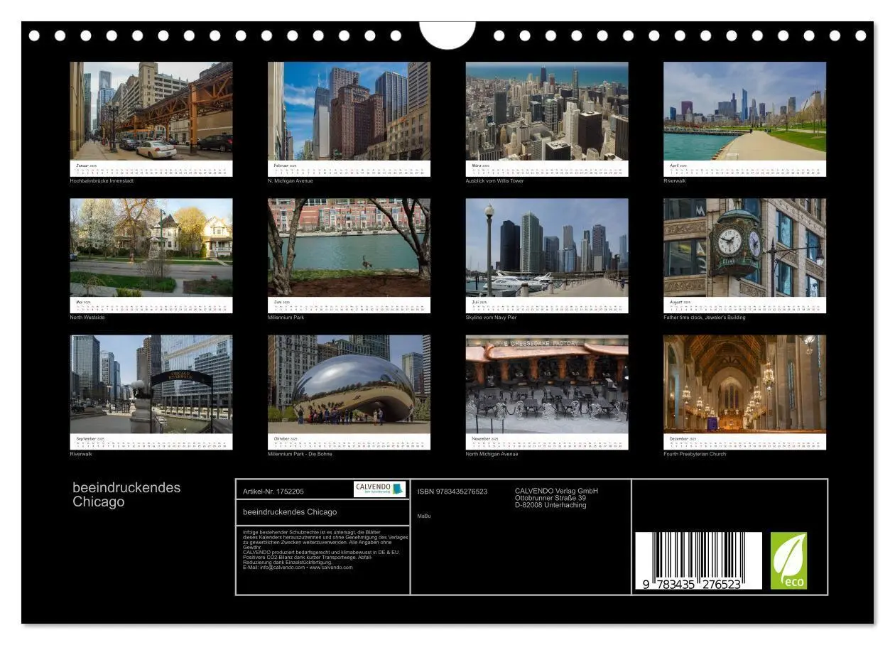 Bild: 9783435276523 | beeindruckendes Chicago (Wandkalender 2025 DIN A4 quer), CALVENDO...