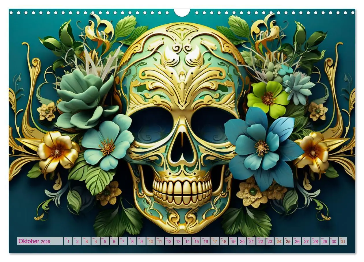 Bild: 9783457506523 | Skull Flower - Totenkopf ART (Wandkalender 2026 DIN A3 quer),...