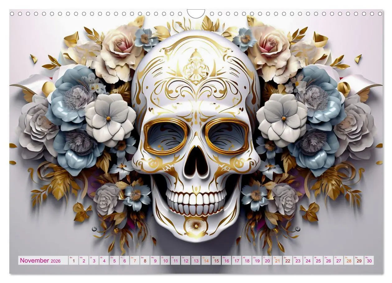 Bild: 9783457506523 | Skull Flower - Totenkopf ART (Wandkalender 2026 DIN A3 quer),...