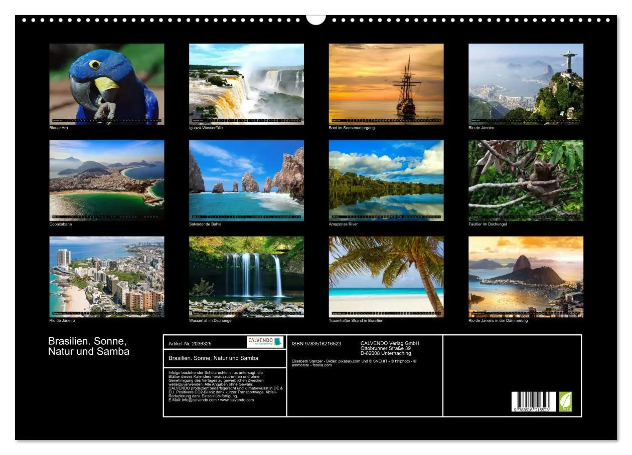 Bild: 9783516216523 | Brasilien. Sonne, Natur und Samba (Wandkalender 2026 DIN A2 quer),...