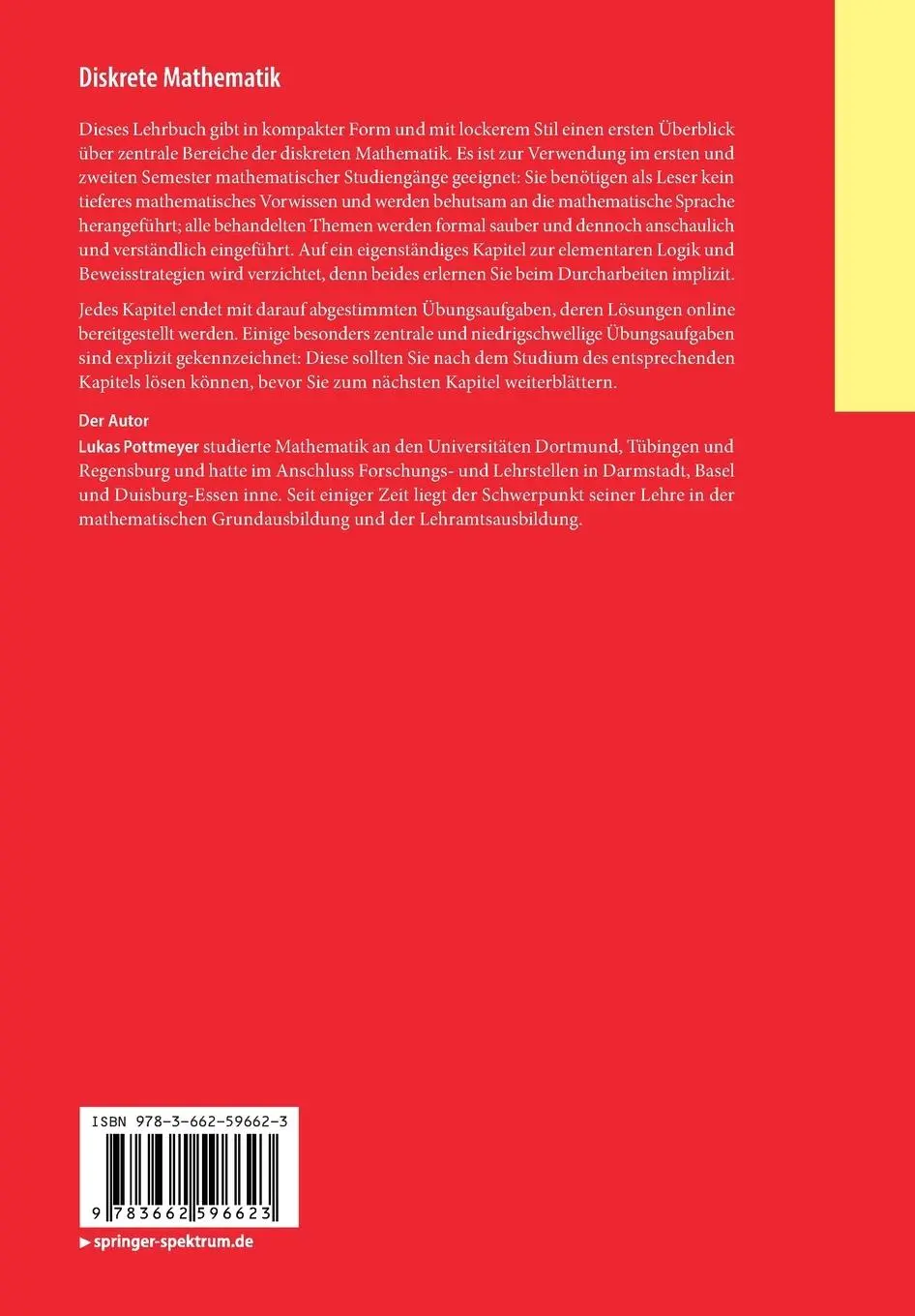 Rückseite: 9783662596623 | Diskrete Mathematik | Ein kompakter Einstieg | Lukas Pottmeyer | Buch