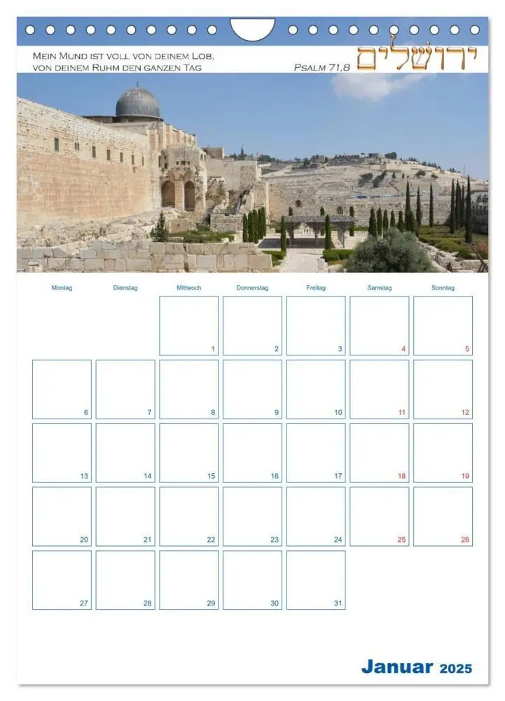 Bild: 9783457026823 | Jerusalem Kalender mit Bibelworten und Planer! (Wandkalender 2025...