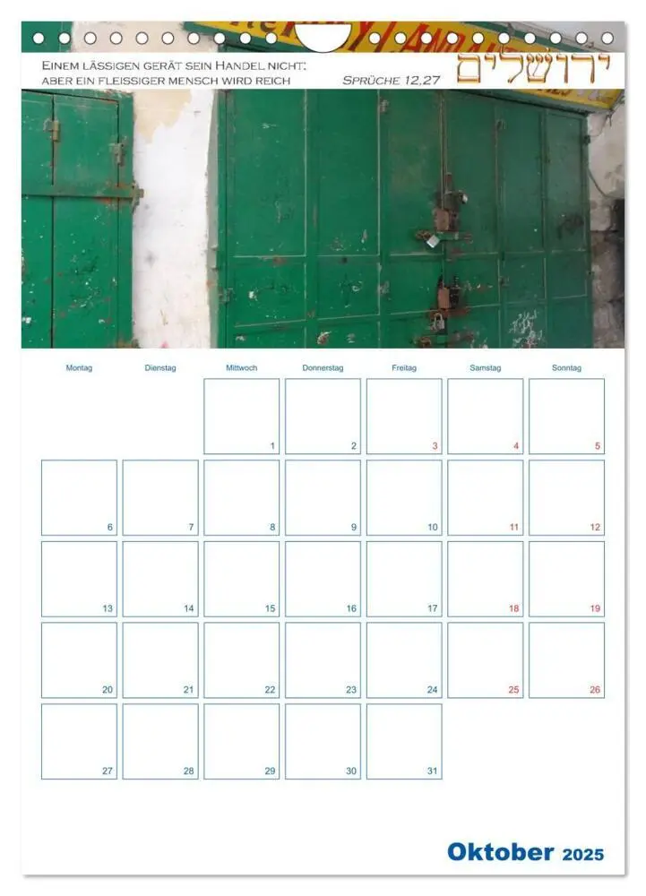 Bild: 9783457026823 | Jerusalem Kalender mit Bibelworten und Planer! (Wandkalender 2025...
