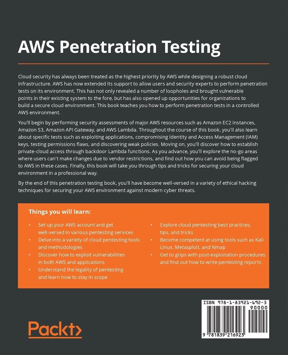 Rückseite: 9781839216923 | AWS Penetration Testing | Jonathan Helmus | Taschenbuch | Englisch