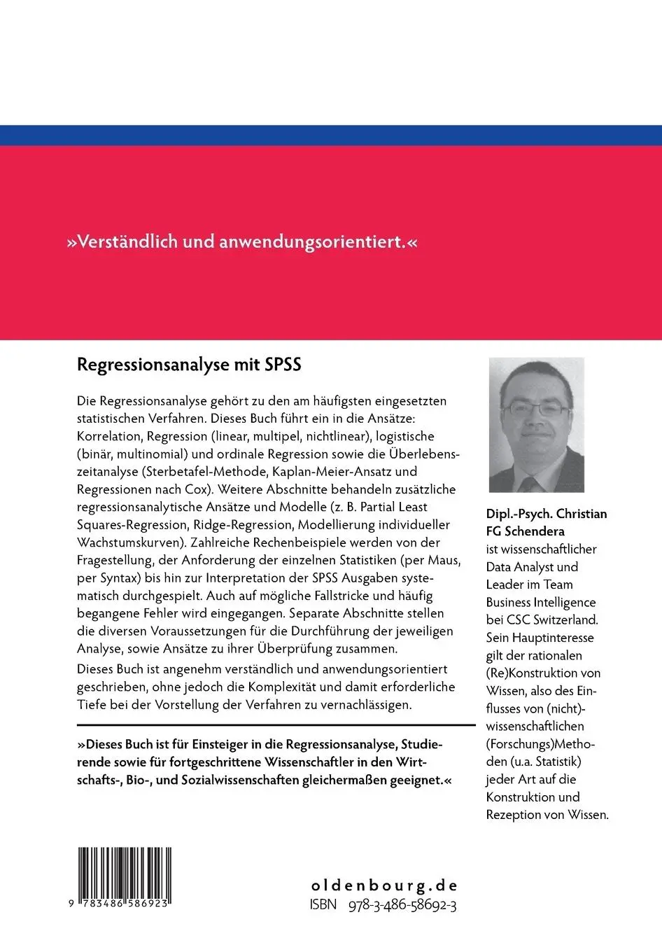 Rückseite: 9783486586923 | Regressionsanalyse mit SPSS | Christian Fg Schendera | Taschenbuch