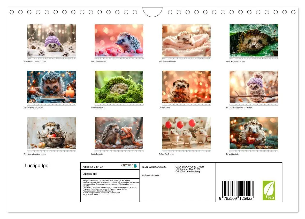 Bild: 9783569126923 | Lustige Igel (Wandkalender 2027 DIN A4 quer), CALVENDO Monatskalender