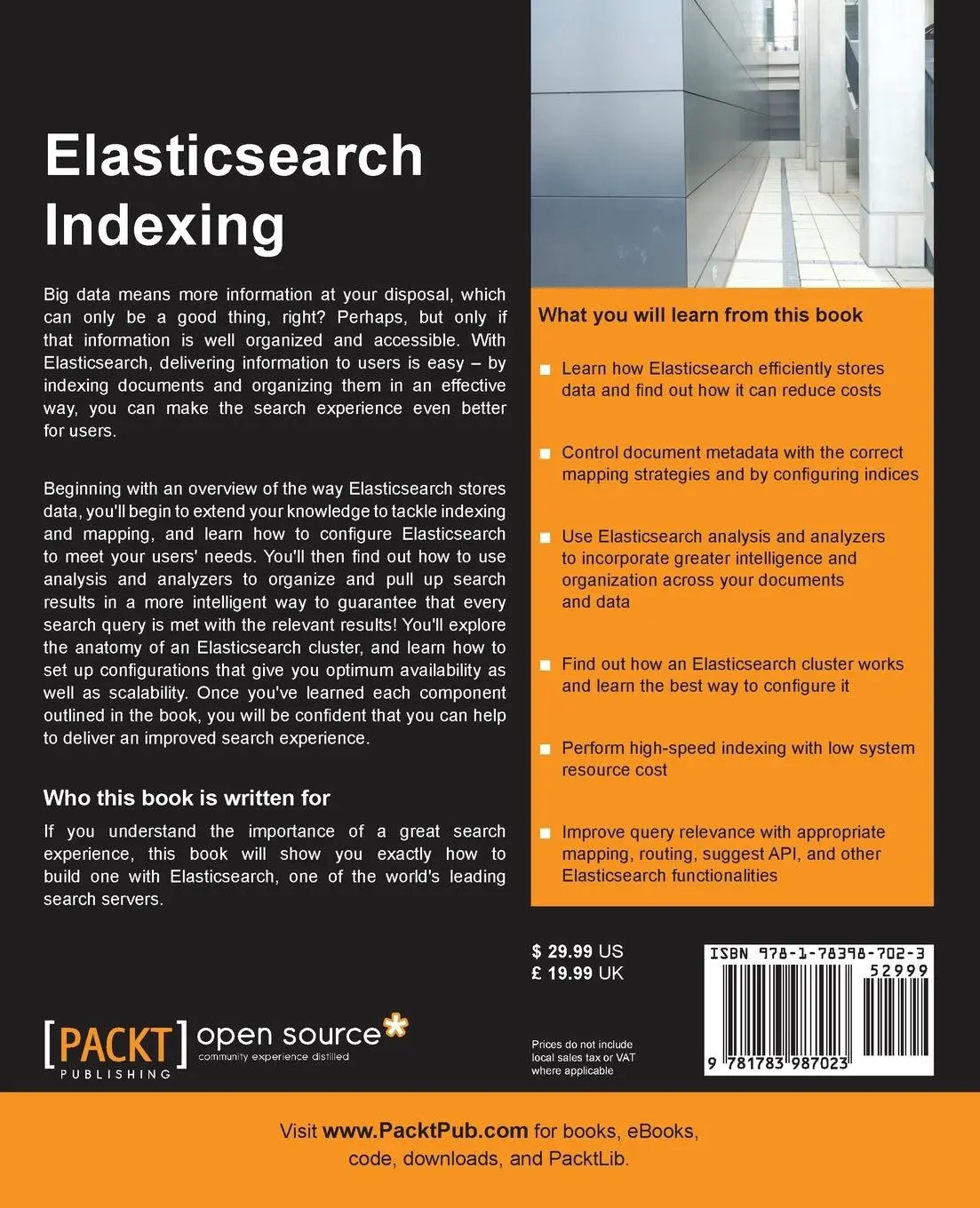 Rückseite: 9781783987023 | ElasticSearch Indexing | Hüseyin Akdo¿an | Taschenbuch | Englisch