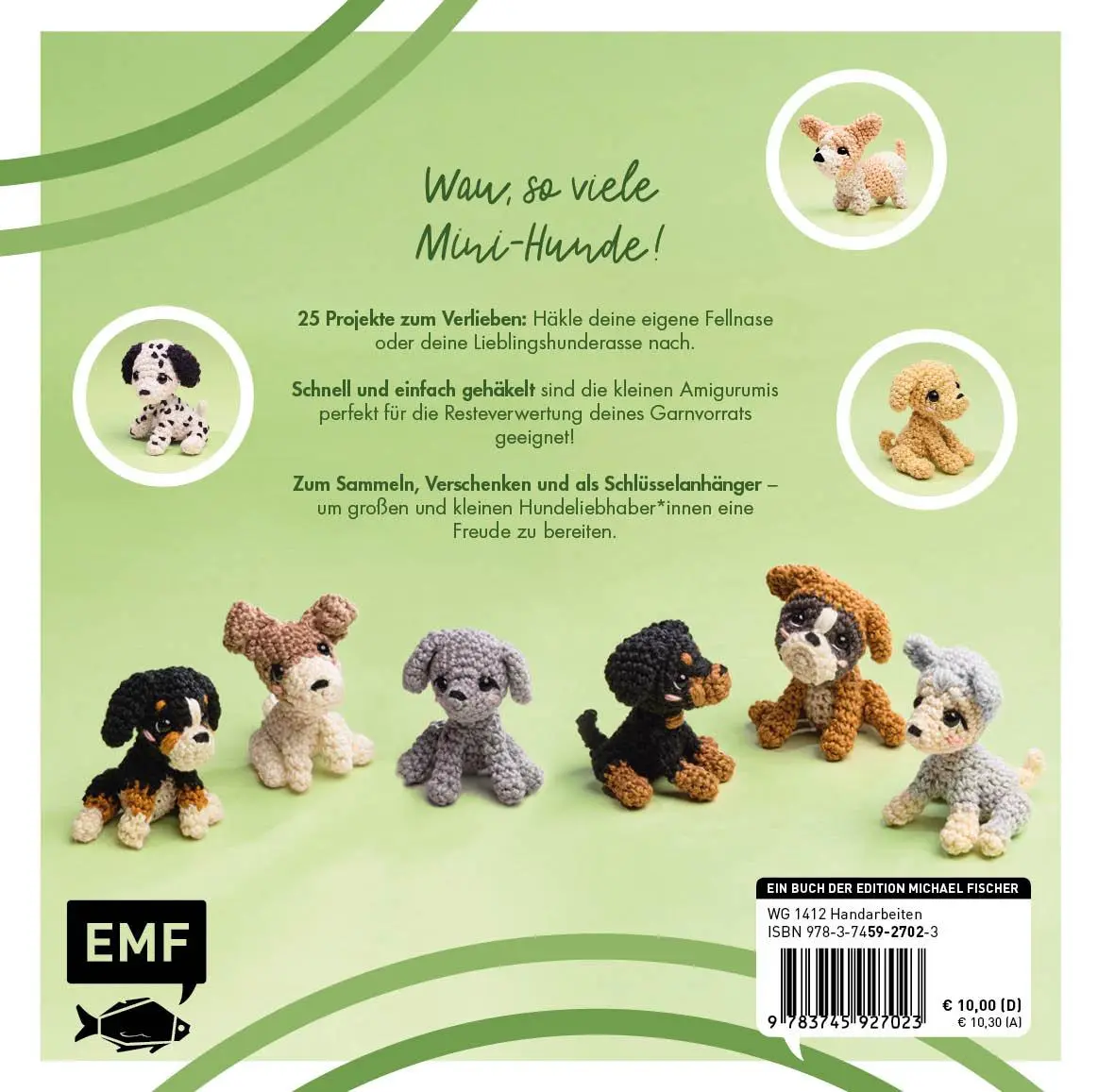 Rückseite: 9783745927023 | Mini-Amigurumis - Süße Hunde | 25 niedliche Freunde häkeln | Urbanneck