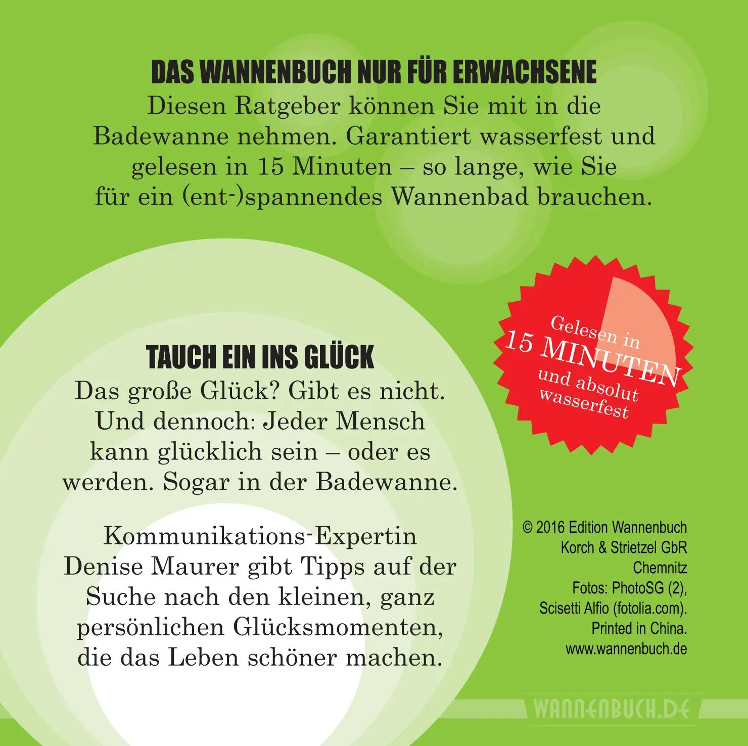 Rückseite: 9783981787023 | Tauch ein ins Glück | Der Ratgeber für die Wanne (Badebuch) | Maurer