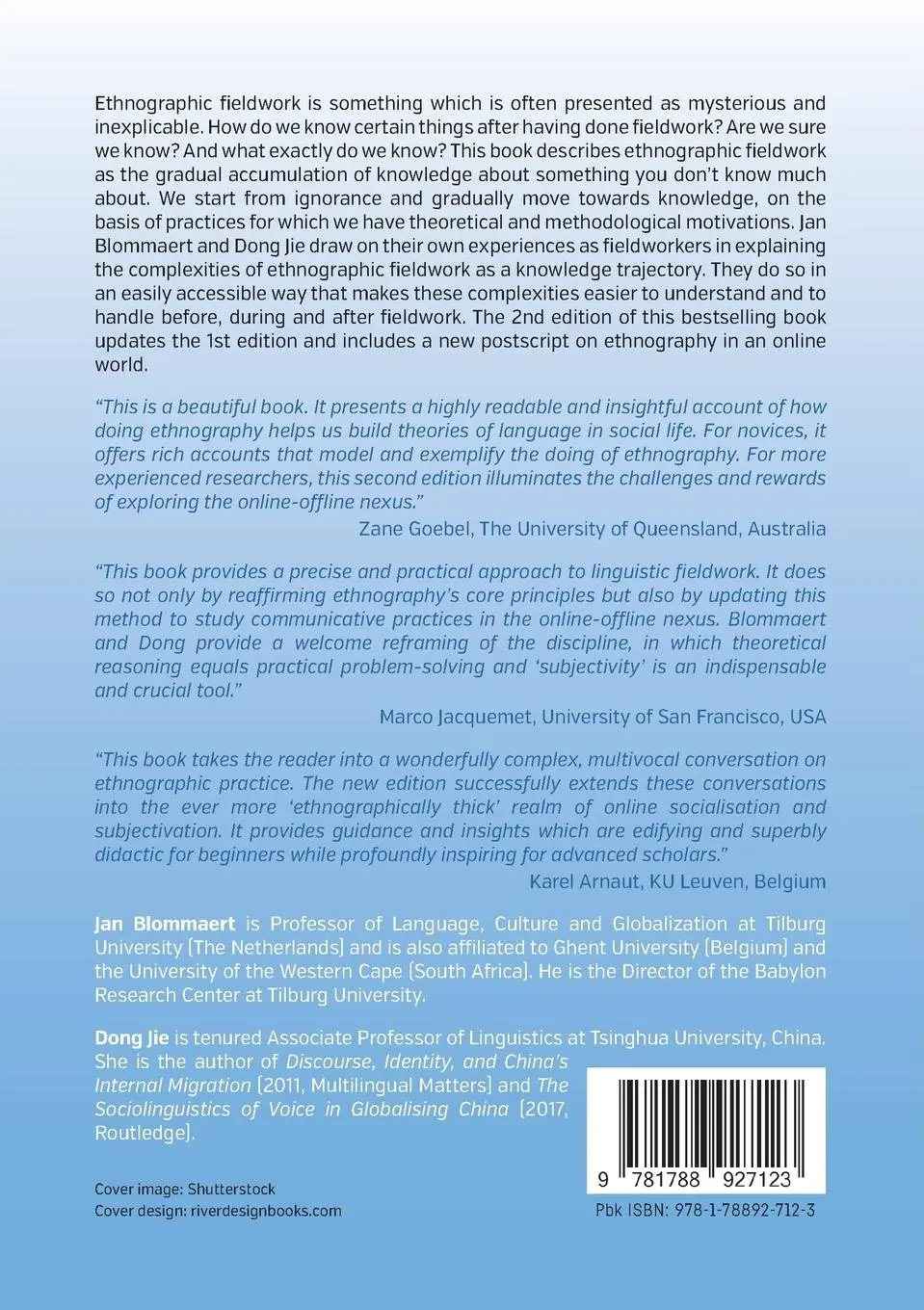 Rückseite: 9781788927123 | Ethnographic Fieldwork | A Beginner's Guide | Jan Blommaert (u. a.)