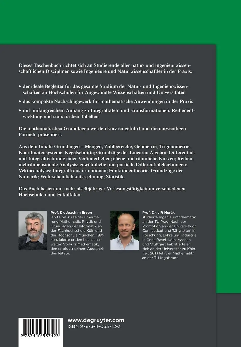 Rückseite: 9783110537123 | Mathematik für angewandte Wissenschaften | Ji¿í Horák (u. a.) | Buch