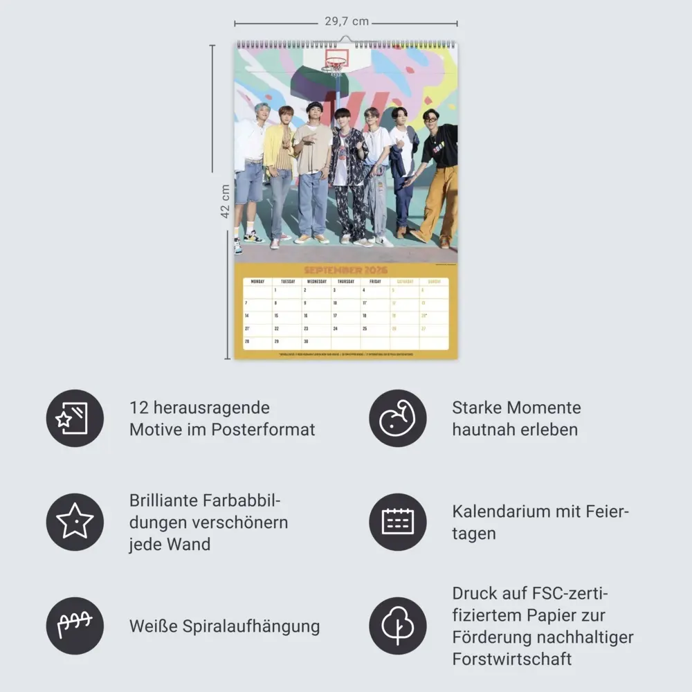 Bild: 9783840197123 | BTS Posterkalender 2026 | Kalender | Spiralbindung | Englisch | 2026
