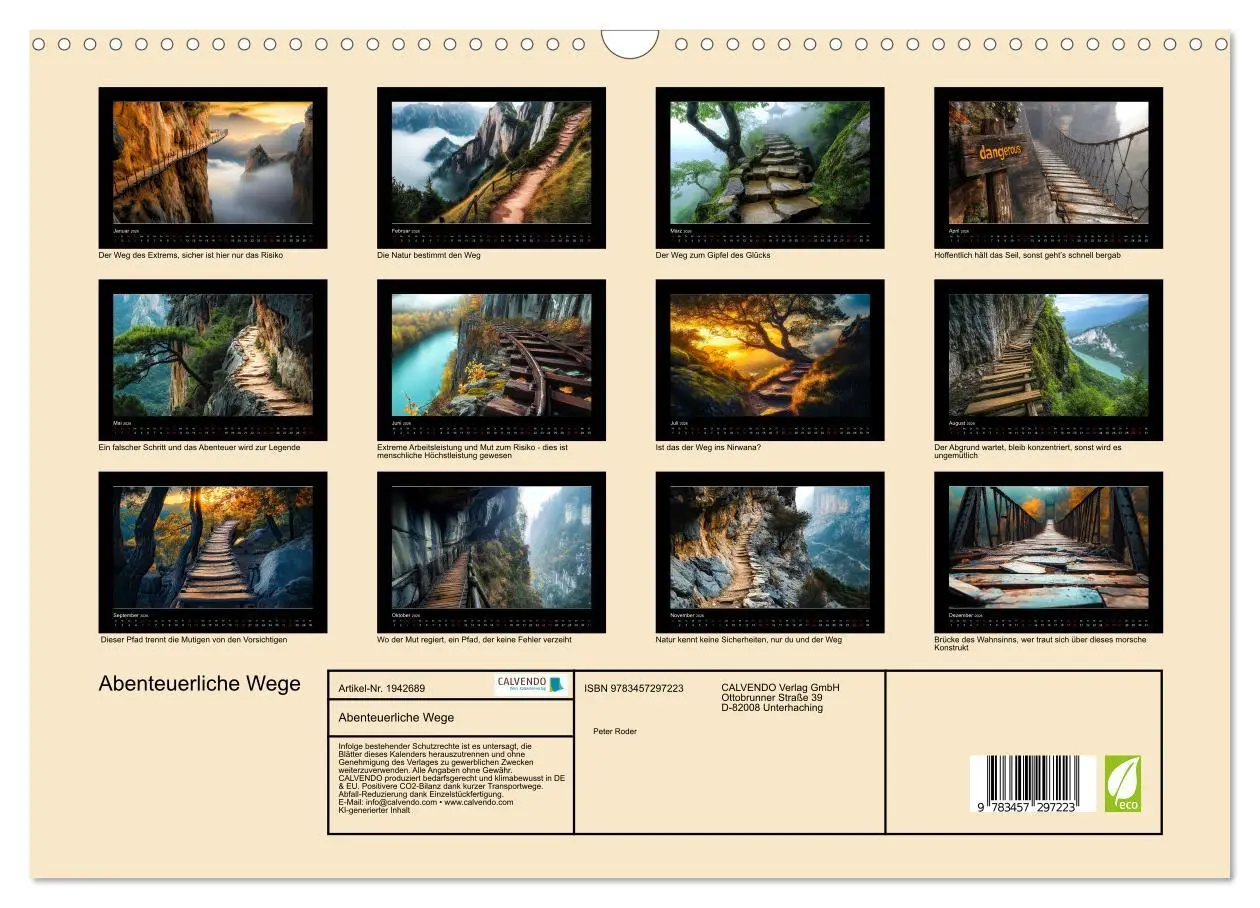 Bild: 9783457297223 | Abenteuerliche Wege (Wandkalender 2026 DIN A3 quer), CALVENDO...