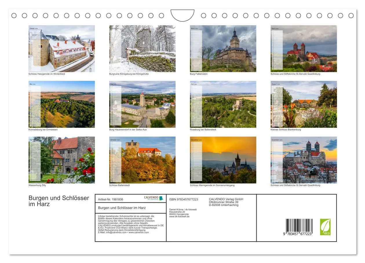 Bild: 9783457677223 | Burgen und Schlösser im Harz (Wandkalender 2026 DIN A4 quer),...
