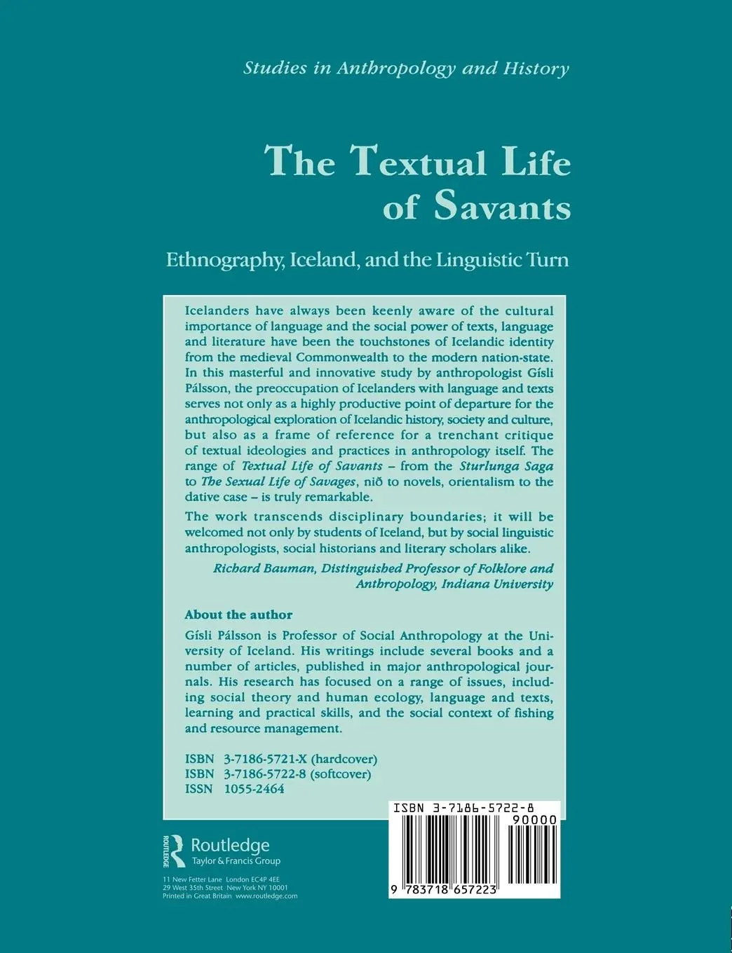 Rückseite: 9783718657223 | The Textual Life of Savants | Gisli Pálsson | Taschenbuch | Englisch