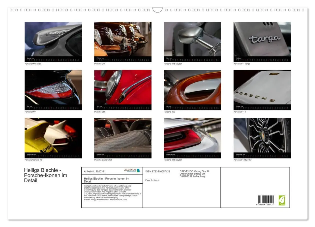Bild: 9783516057423 | Heiligs Blechle - Porsche-Ikonen im Detail (Wandkalender 2026 DIN...