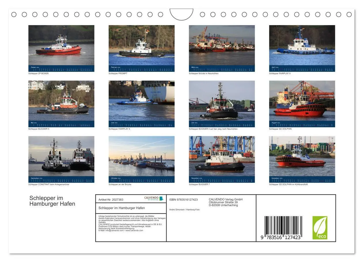 Bild: 9783516127423 | Schlepper im Hamburger Hafen (Wandkalender 2026 DIN A4 quer),...
