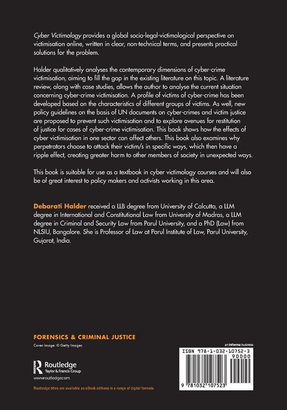 Rückseite: 9781032107523 | Cyber Victimology | Decoding Cyber-Crime Victimisation | Halder | Buch