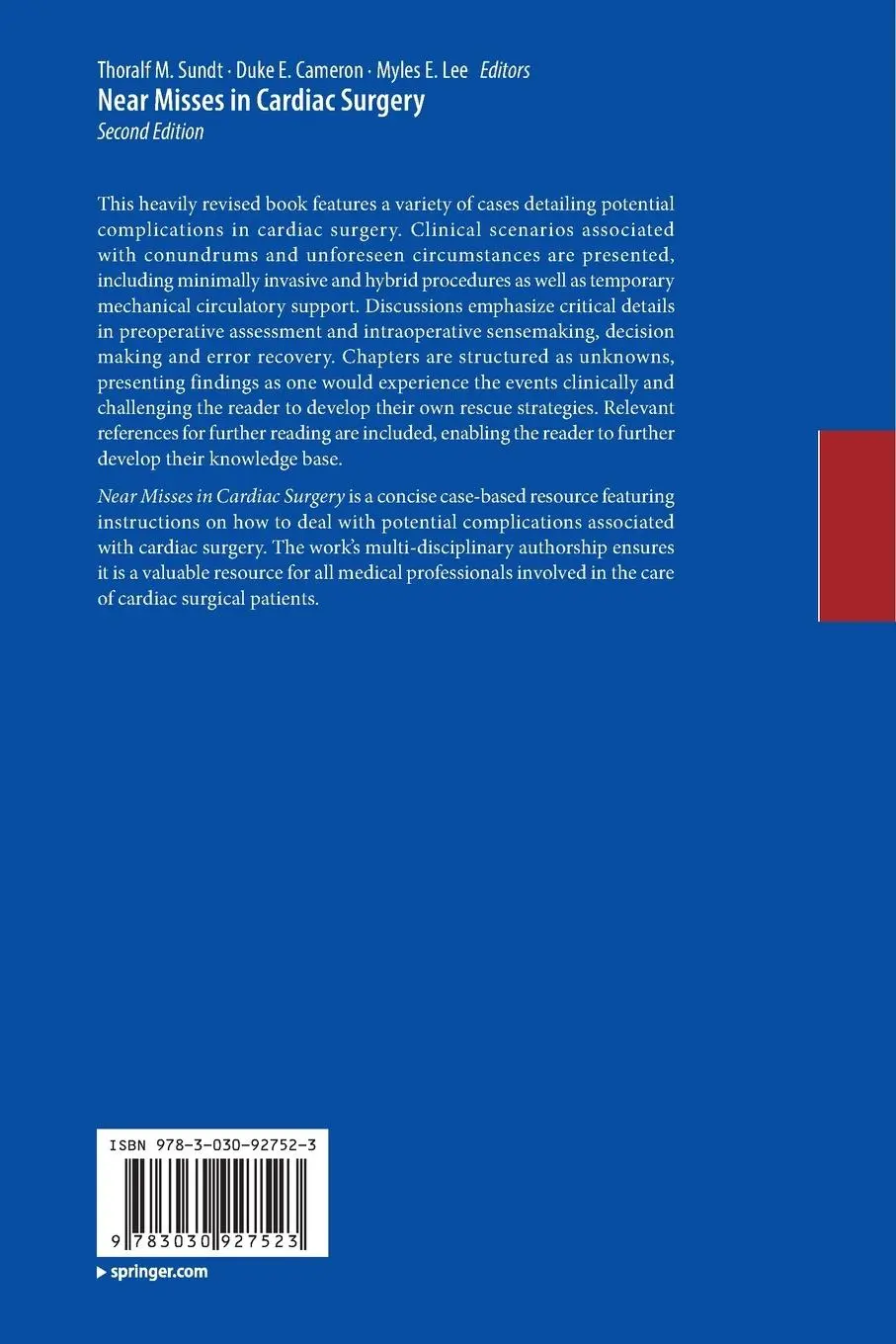 Rückseite: 9783030927523 | Near Misses in Cardiac Surgery | Thoralf M. Sundt (u. a.) | Buch | xix