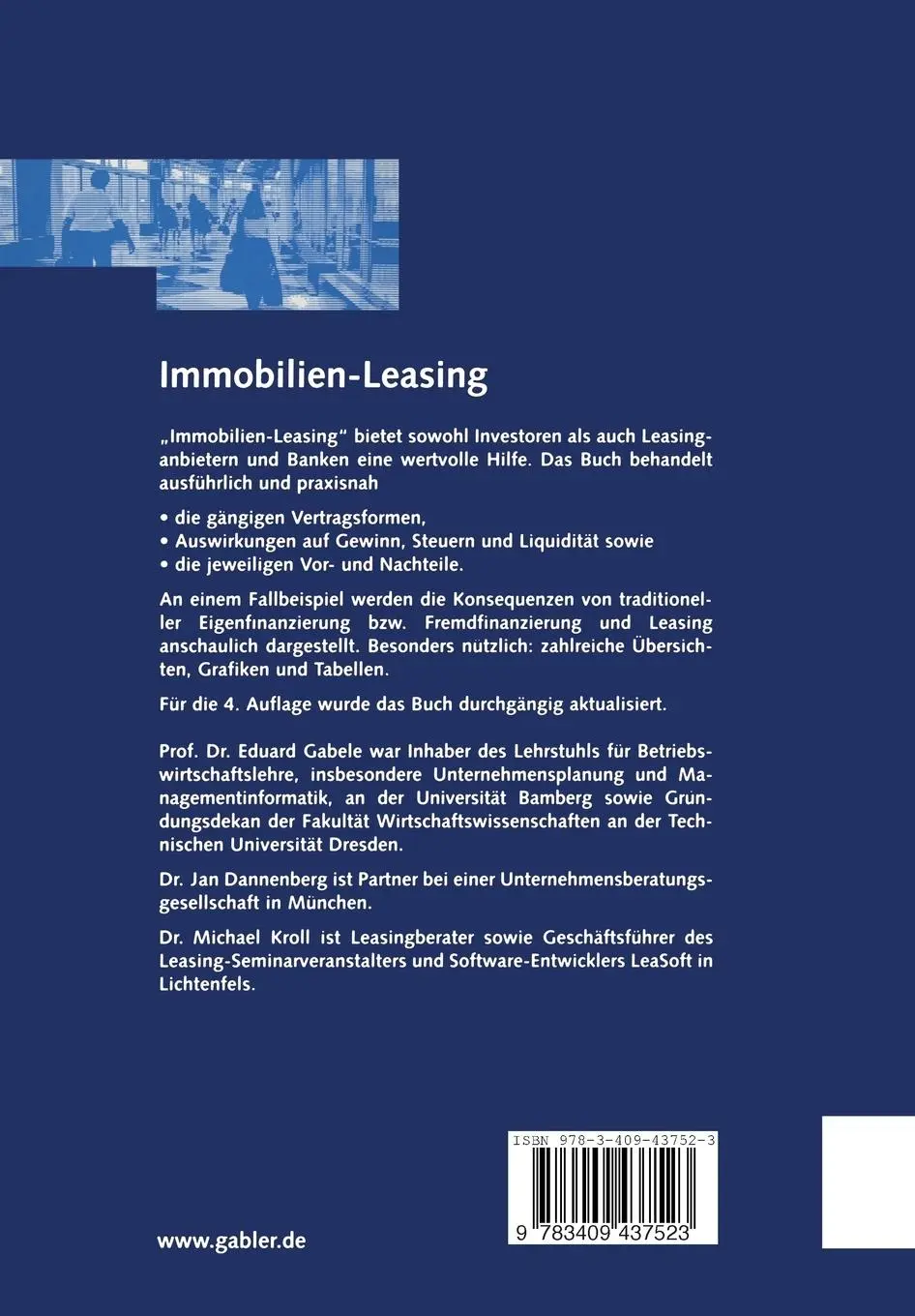 Rückseite: 9783409437523 | Immobilien-Leasing | Eduard Gabele (u. a.) | Taschenbuch | Paperback