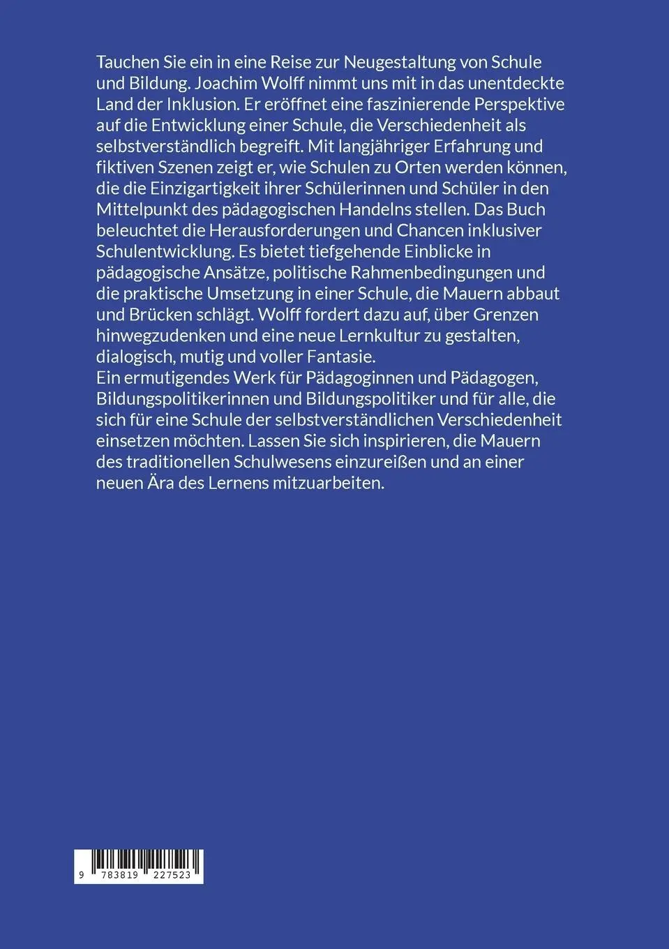 Rückseite: 9783819227523 | Aufbruch ins unentdeckte Land: inklusive Schule | Joachim Wolff | Buch