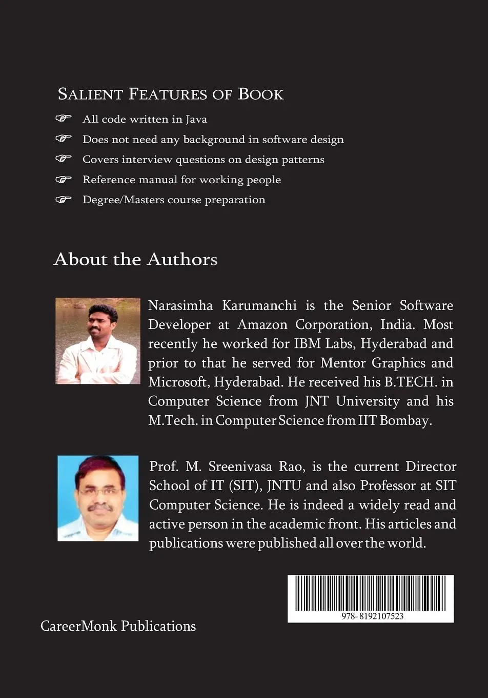 Rückseite: 9788192107523 | Peeling Design Patterns | Narasimha Karumanchi | Taschenbuch | 2012