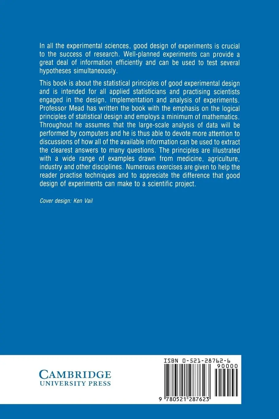 Rückseite: 9780521287623 | The Design of Experiments | Roger Mead | Taschenbuch | Englisch | 1990
