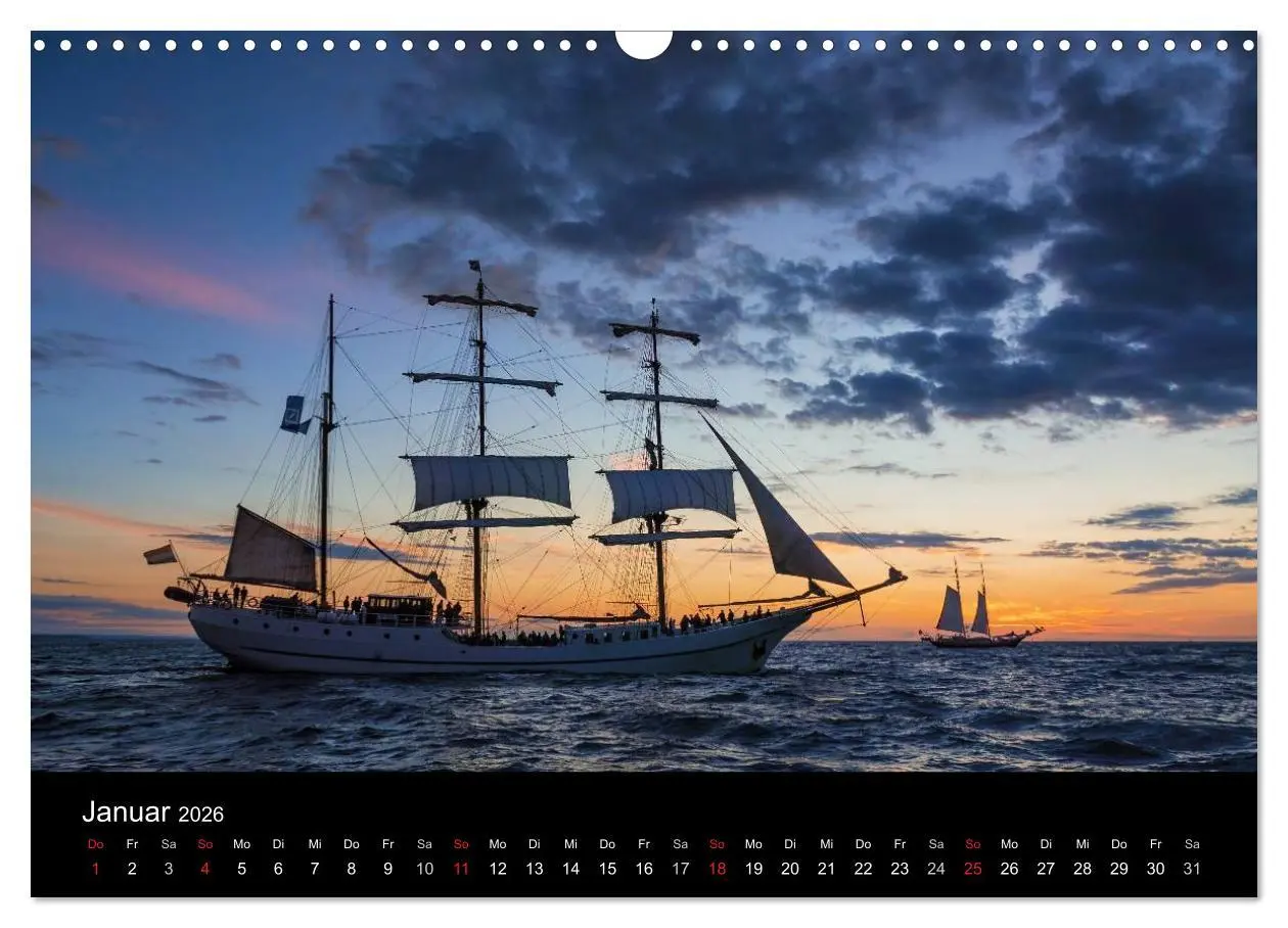 Bild: 9783516037623 | Windjammer auf der Ostsee im Abendlicht (Wandkalender 2026 DIN A3...