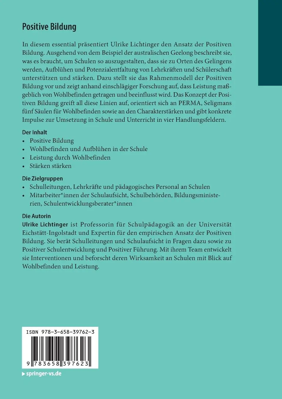 Rückseite: 9783658397623 | Positive Bildung | Wohlbefinden UND Leistung in der Schule | Buch | x