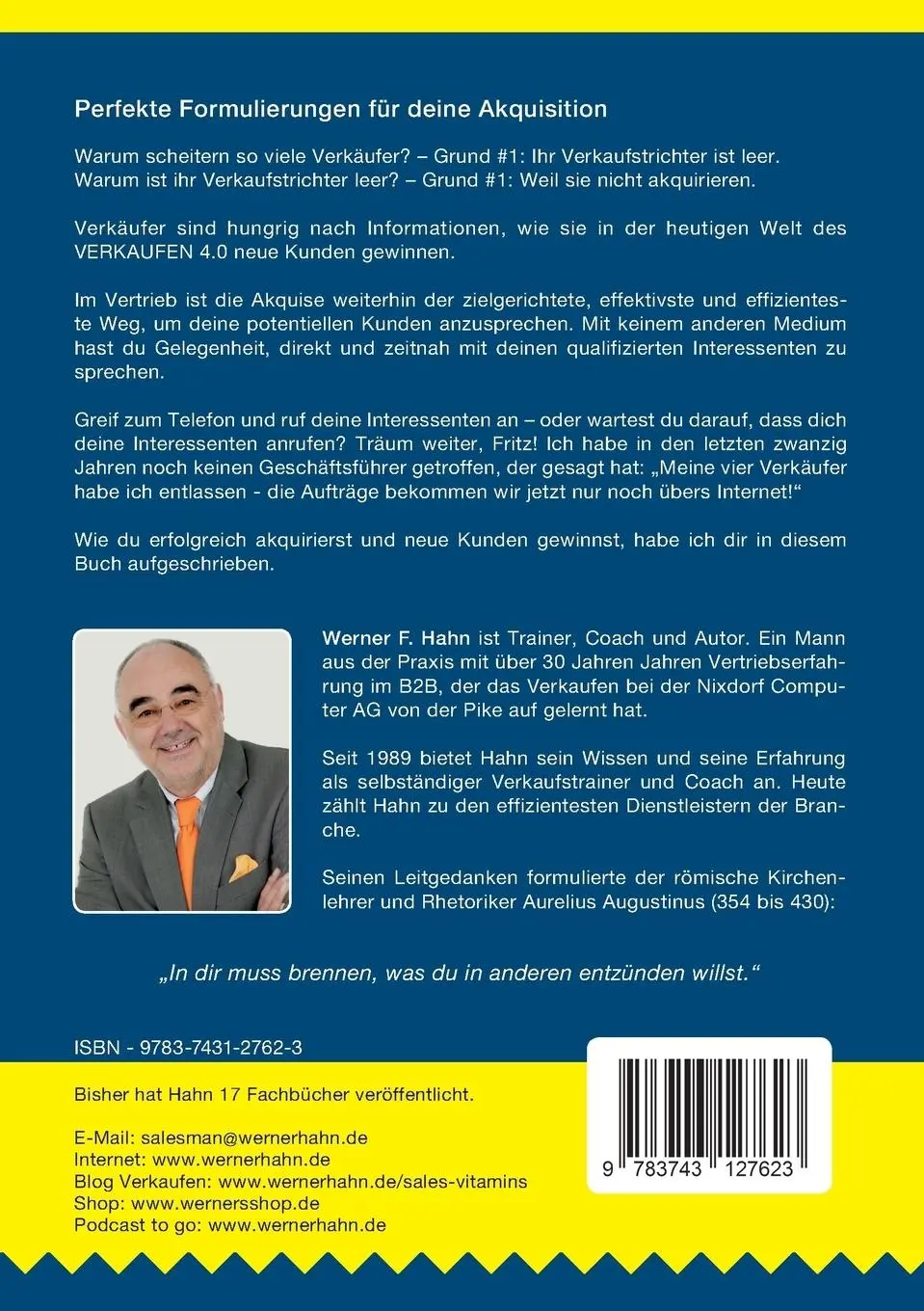 Rückseite: 9783743127623 | Perfekte Formulierungen für deine Akquisition | Werner F. Hahn | Buch
