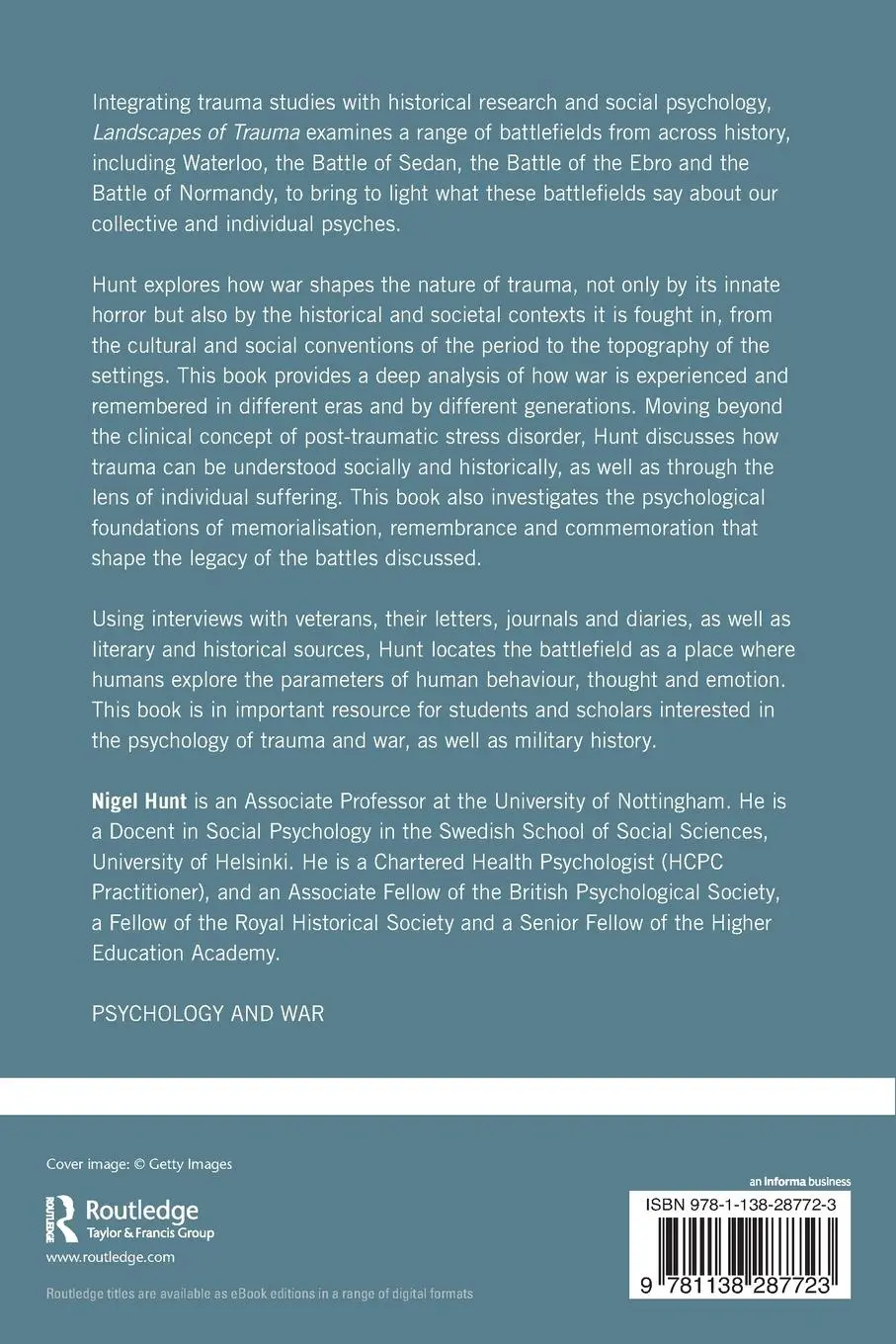 Rückseite: 9781138287723 | Landscapes of Trauma | The Psychology of the Battlefield | Nigel Hunt
