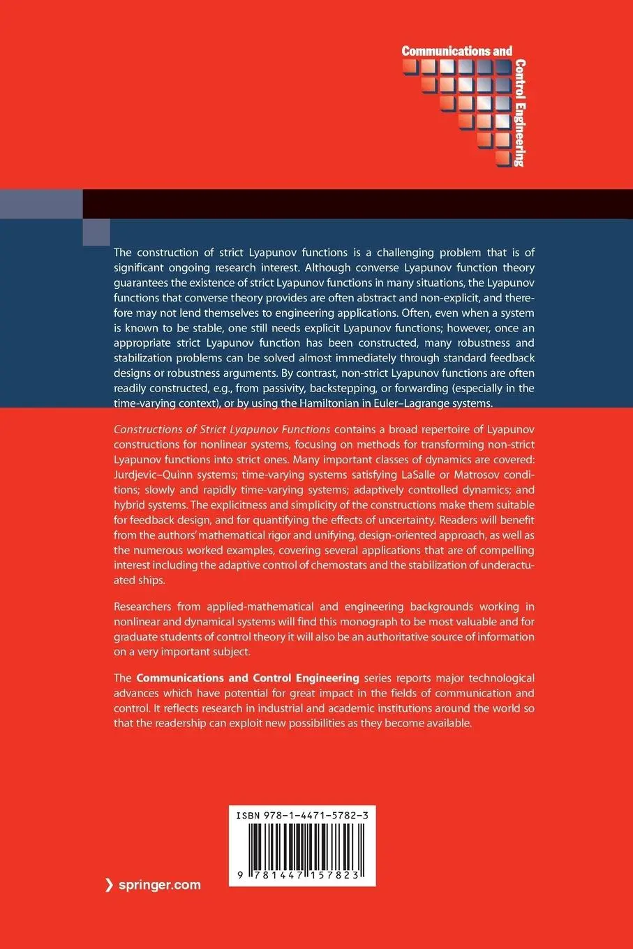 Rückseite: 9781447157823 | Constructions of Strict Lyapunov Functions | Frédéric Mazenc (u. a.)