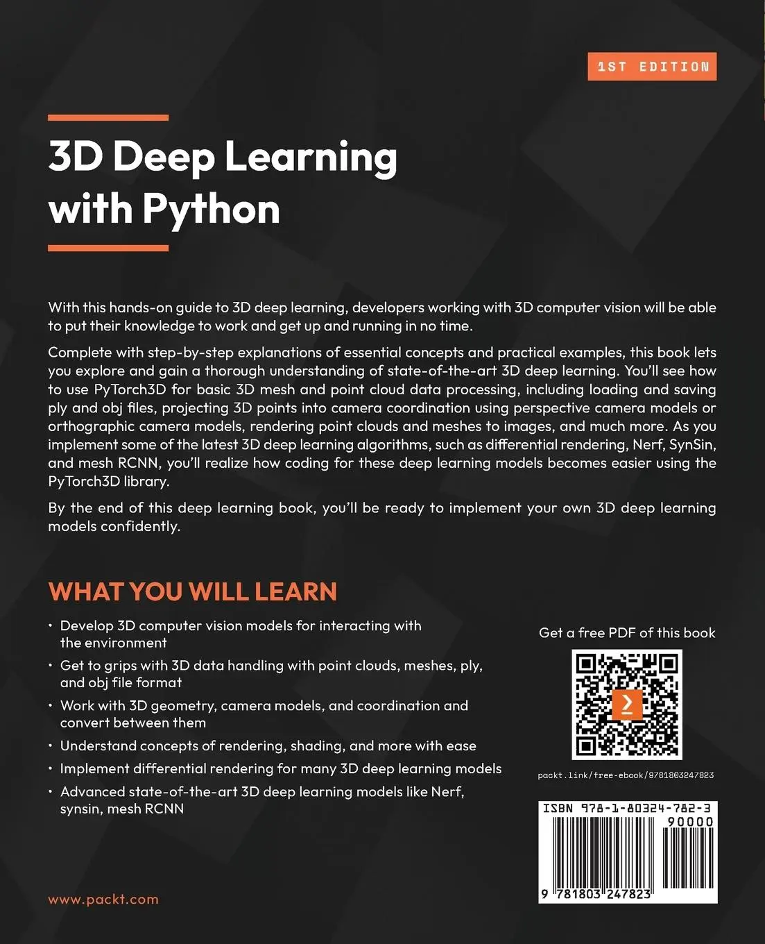 Rückseite: 9781803247823 | 3D Deep Learning with Python | Xudong Ma (u. a.) | Taschenbuch | 2022