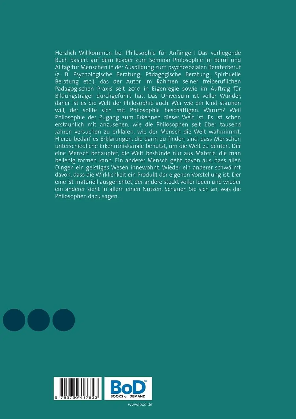 Rückseite: 9783750417823 | Philosophie für Anfänger | Perspektiven für Alltag und Beruf | Buch