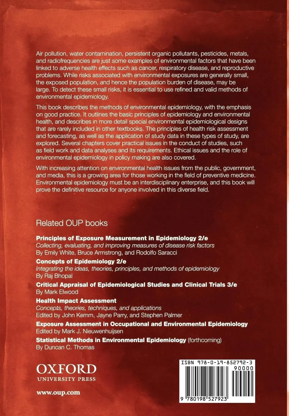 Rückseite: 9780198527923 | Environmental Epidemiology | Study Methods and Application | Buch