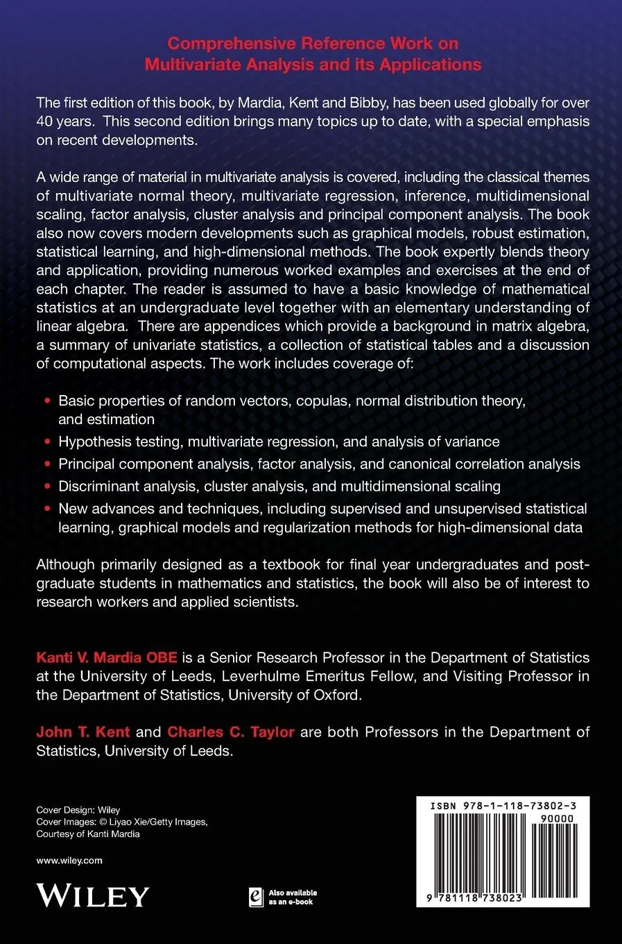 Rückseite: 9781118738023 | Multivariate Analysis | Kanti V. Mardia (u. a.) | Buch | 592 S. | 2024