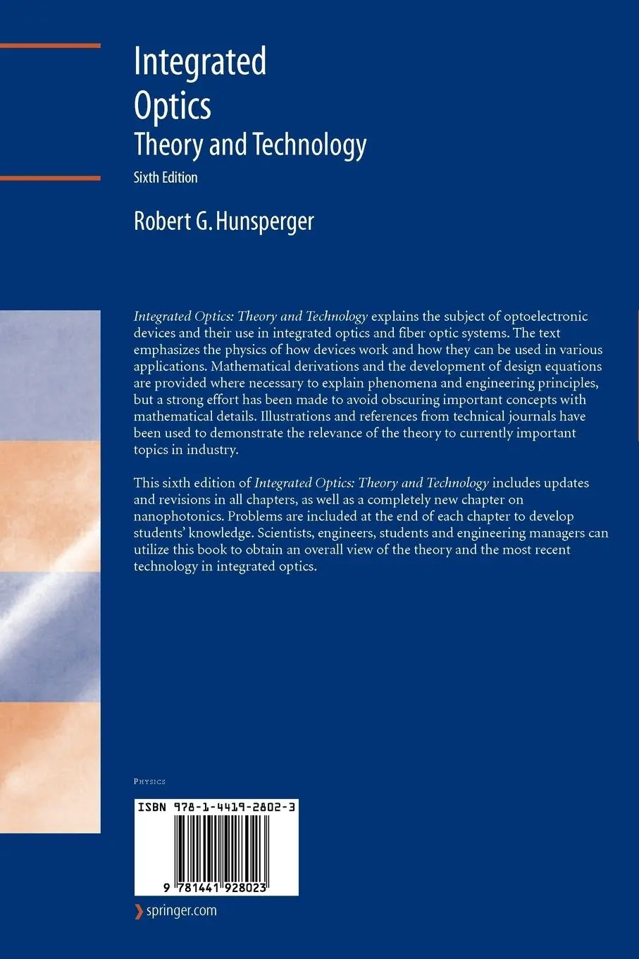 Rückseite: 9781441928023 | Integrated Optics | Theory and Technology | Robert G Hunsperger | Buch