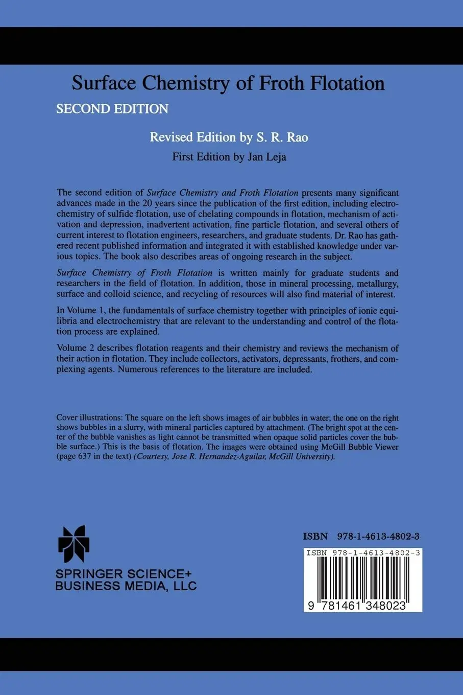 Rückseite: 9781461348023 | Surface Chemistry of Froth Flotation | Volume 1: Fundamentals | Rao