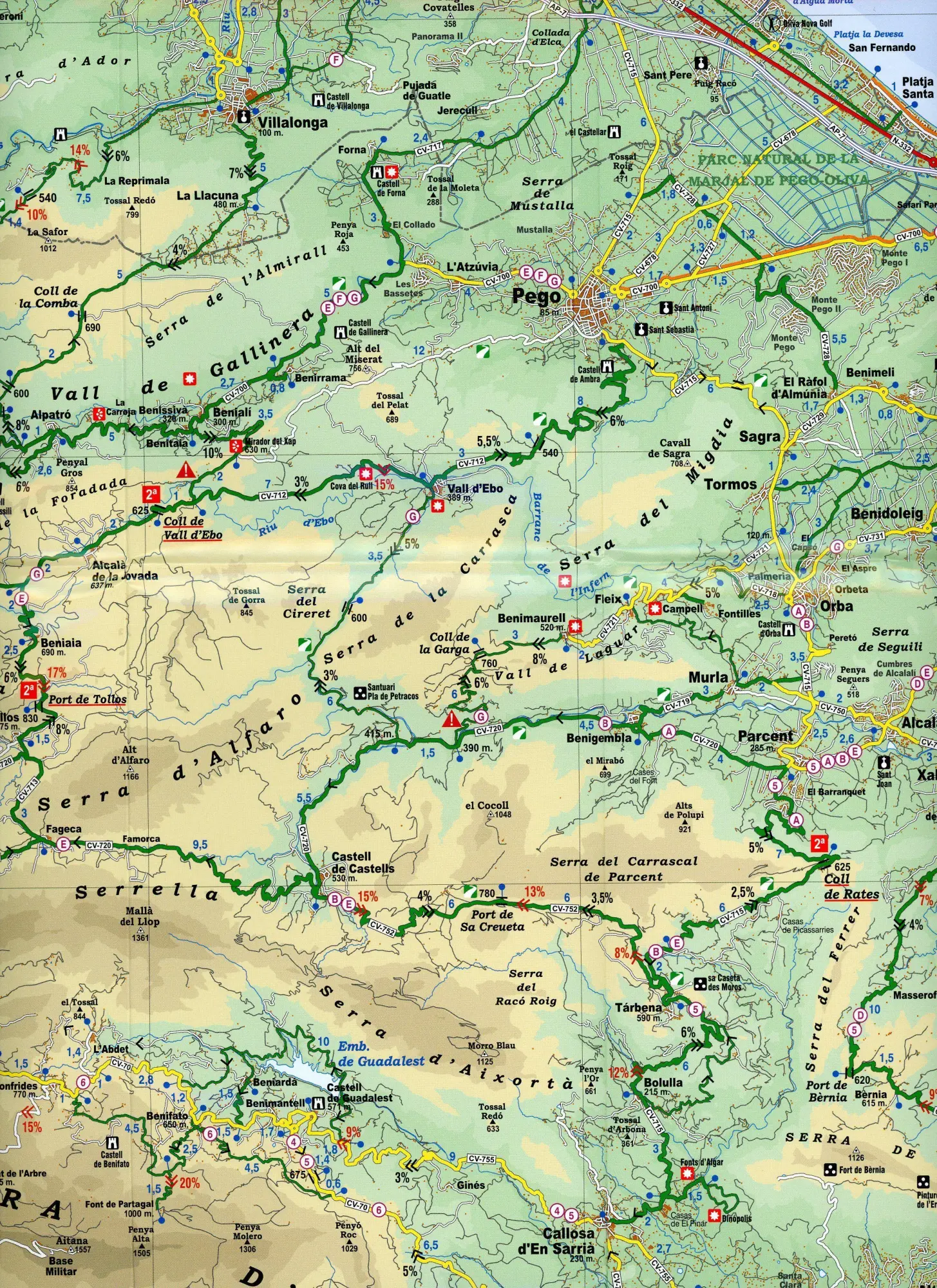 Bild: 9788480908023 | Costa Blanca Bike Cycling map 1:100 000 | Radkarte | (Land-)Karte