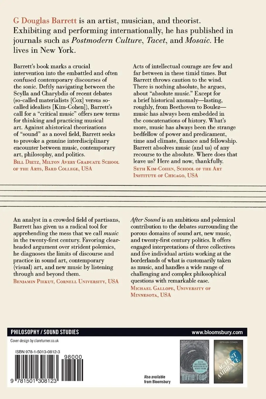 Rückseite: 9781501308123 | After Sound | Toward a Critical Music | G Douglas Barrett | Buch
