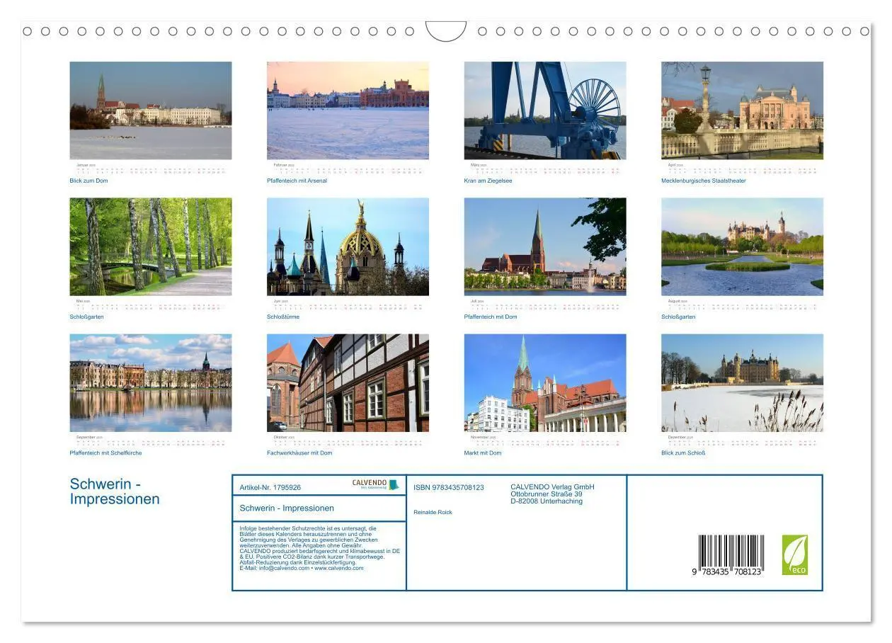 Bild: 9783435708123 | Schwerin - Impressionen (Wandkalender 2025 DIN A3 quer), CALVENDO...