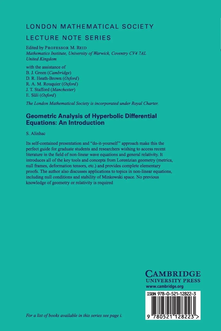 Rückseite: 9780521128223 | Geometric Analysis of Hyperbolic Differential Equations | S. Alinhac